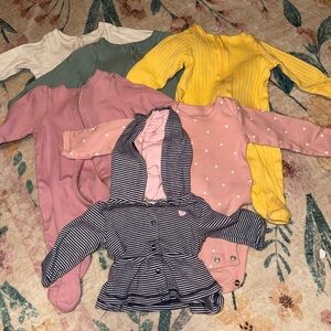 Baby Footie Pajamas, onesie, and hoodie bundle